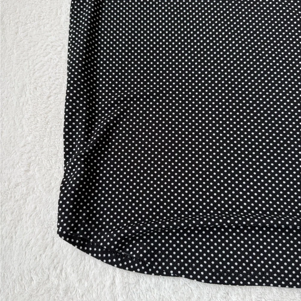Adrianna Papell Polka Dot Blouse Size M Black Puff Sleeve Chic Top - Picture 5 of 15